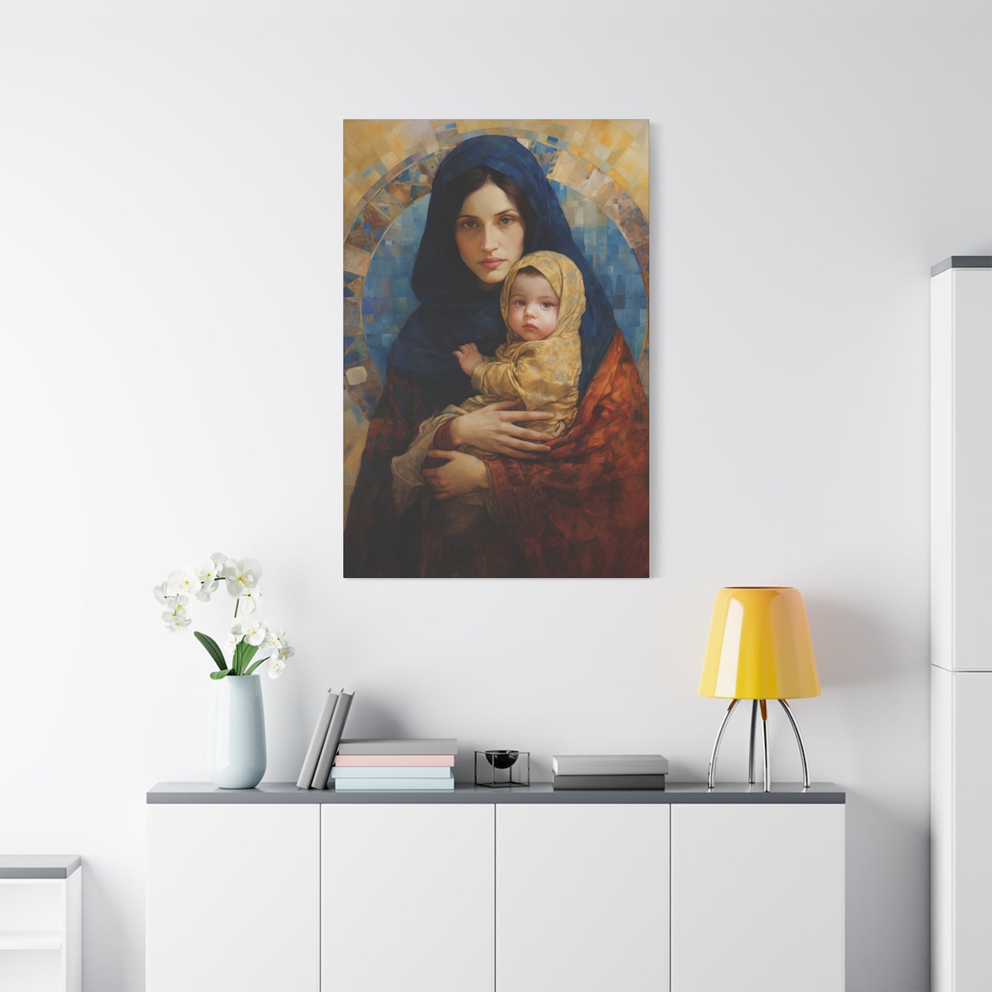 Maternal Seraph - Virgin Mary and Infant Jesus - Museum Wrapped Canvas - Religious Art for your Home - Catholic Art - Mary and Christ Child