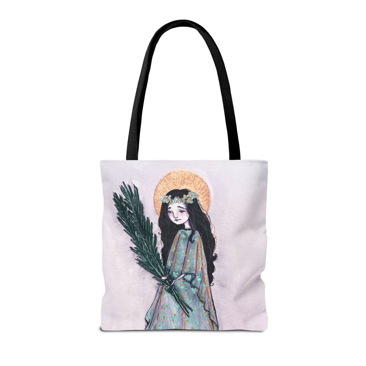Saint Faith Tote - Hand-Drawn Art - Catholic Tote Bag | Faith Hope and Charity Saint | Christian Devotional Tote | Sanctified Solocosmo