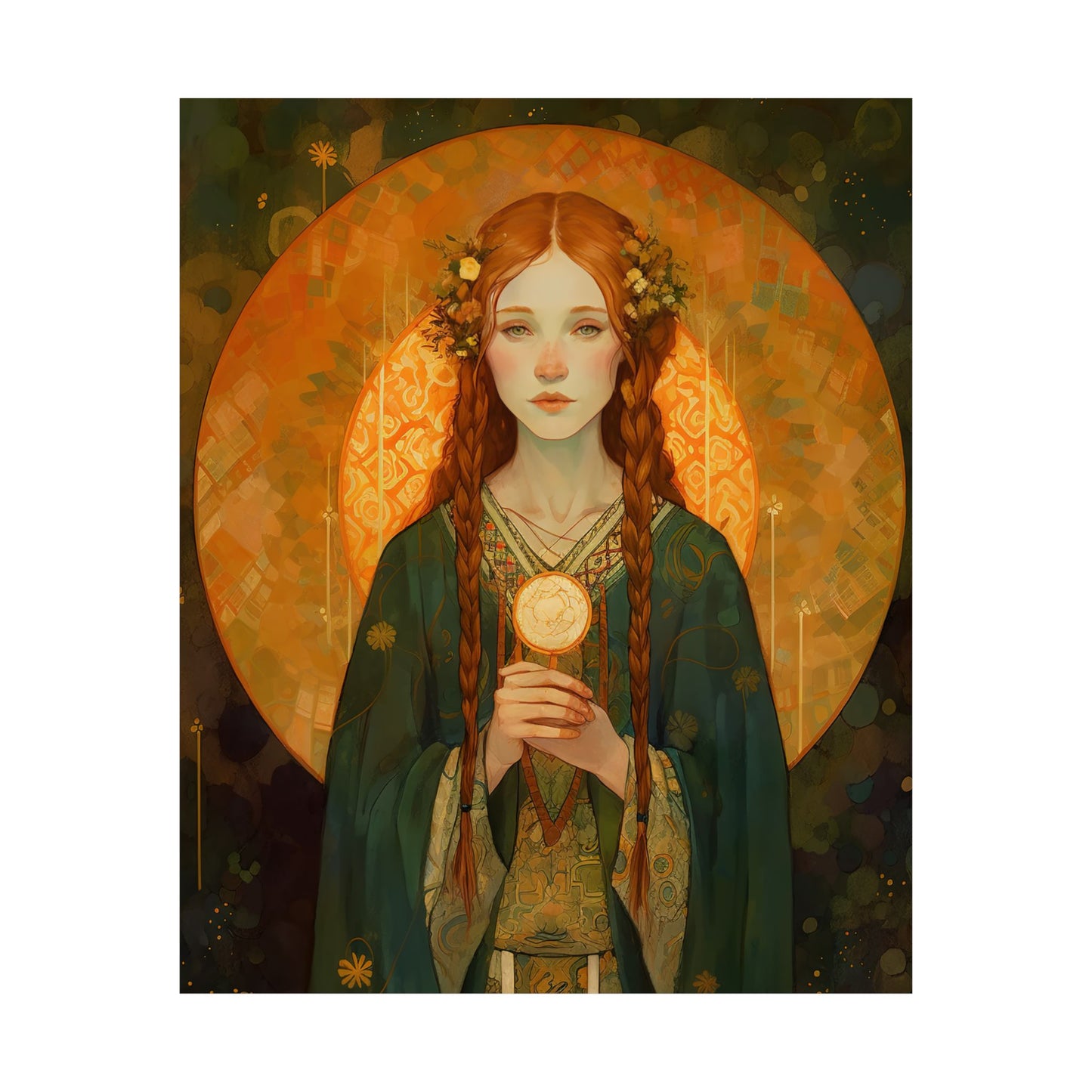 Saint Brigid of Ireland - Sanctified Souls Print - Multiple Sizes - Premium Matte Vertical Posters