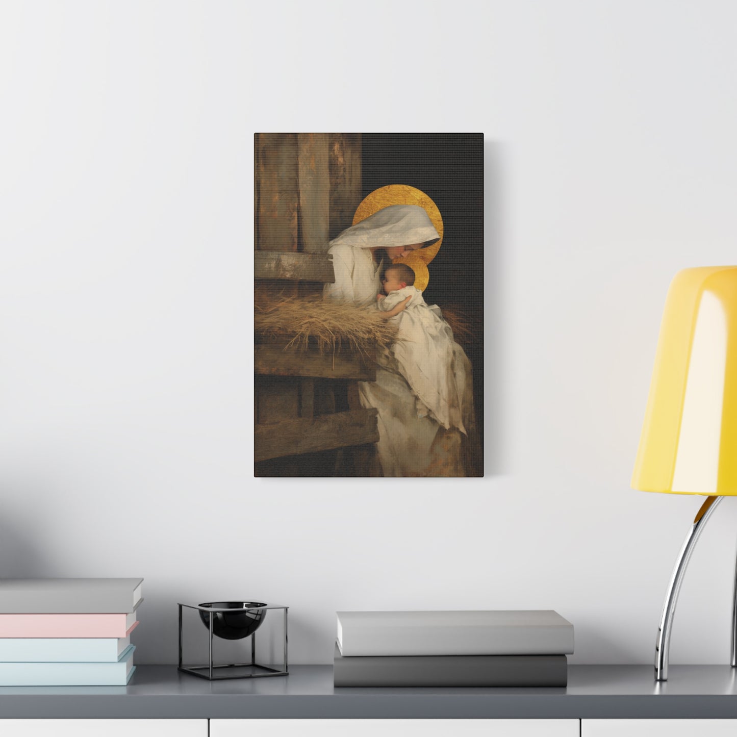 Our Lady of the Manger - Mother Mary and the Christ Child - Gallery Wrapped Canvas - Print - Religious Art for your Home - Catholic