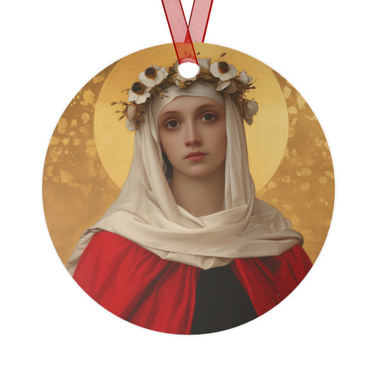 Saint Solange of Bourges Metal Ornament - Religious Holiday Christmas Ornament and Keepsake - Prayer Ornament