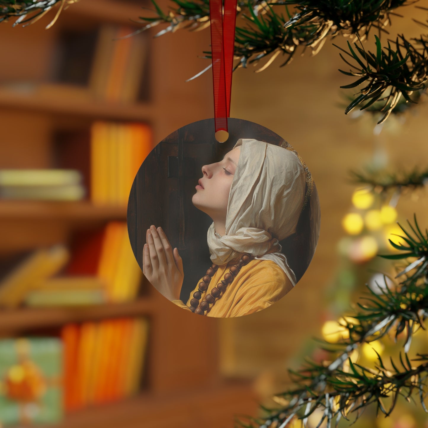 Blessed Yvette of Huy Metal Ornament - Religious Holiday Christmas Ornament and Keepsake - Double sided - Catholic art gift