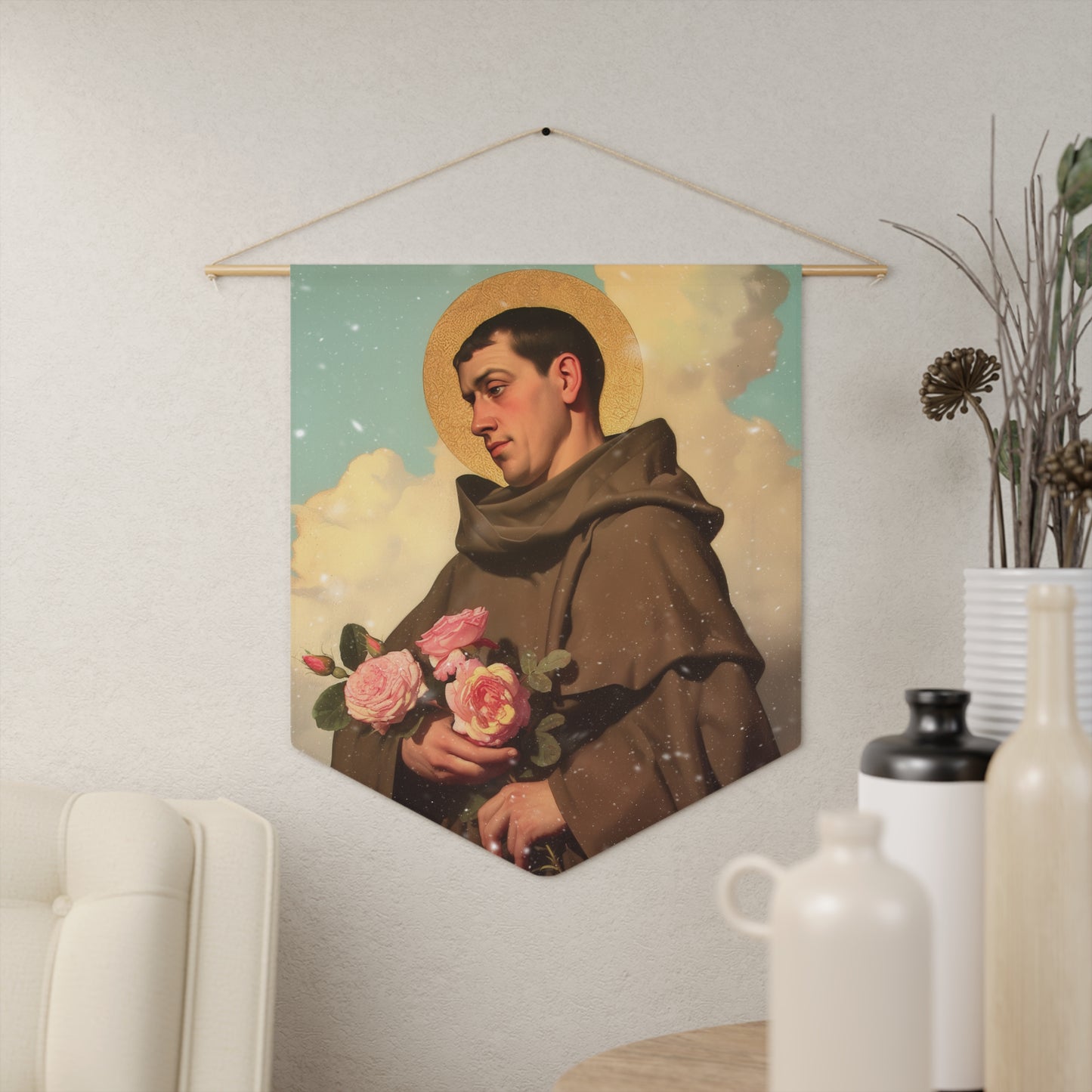 Saint Didacus of Alcala - Wall Banner / Wall Hanging - Christian Art - Prayer room - 18" x 21"