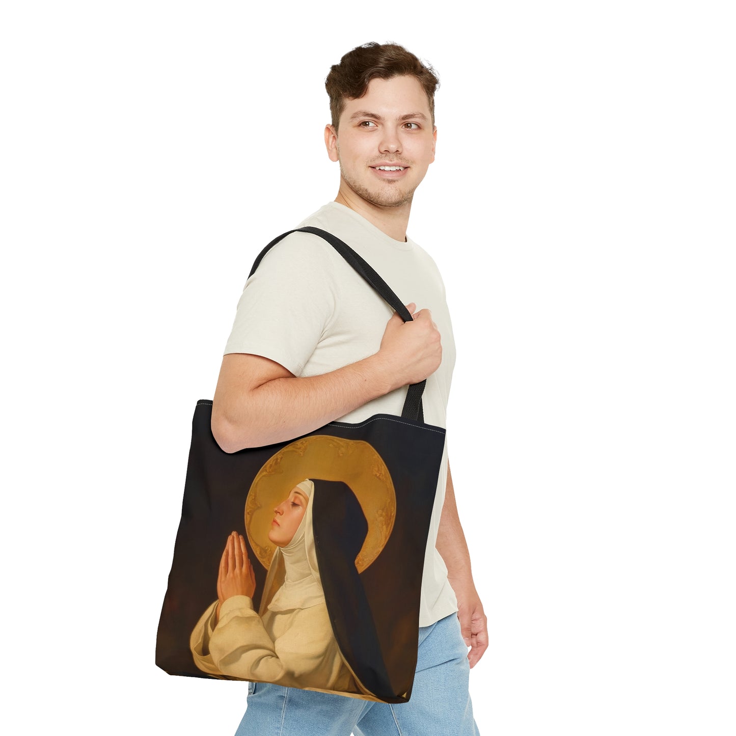 Saint Lutgardis Tote Bag - Large Medium Small Faith Art Bag - Catholic Faith Purse - Religious Carry All Reusable Tote Bag