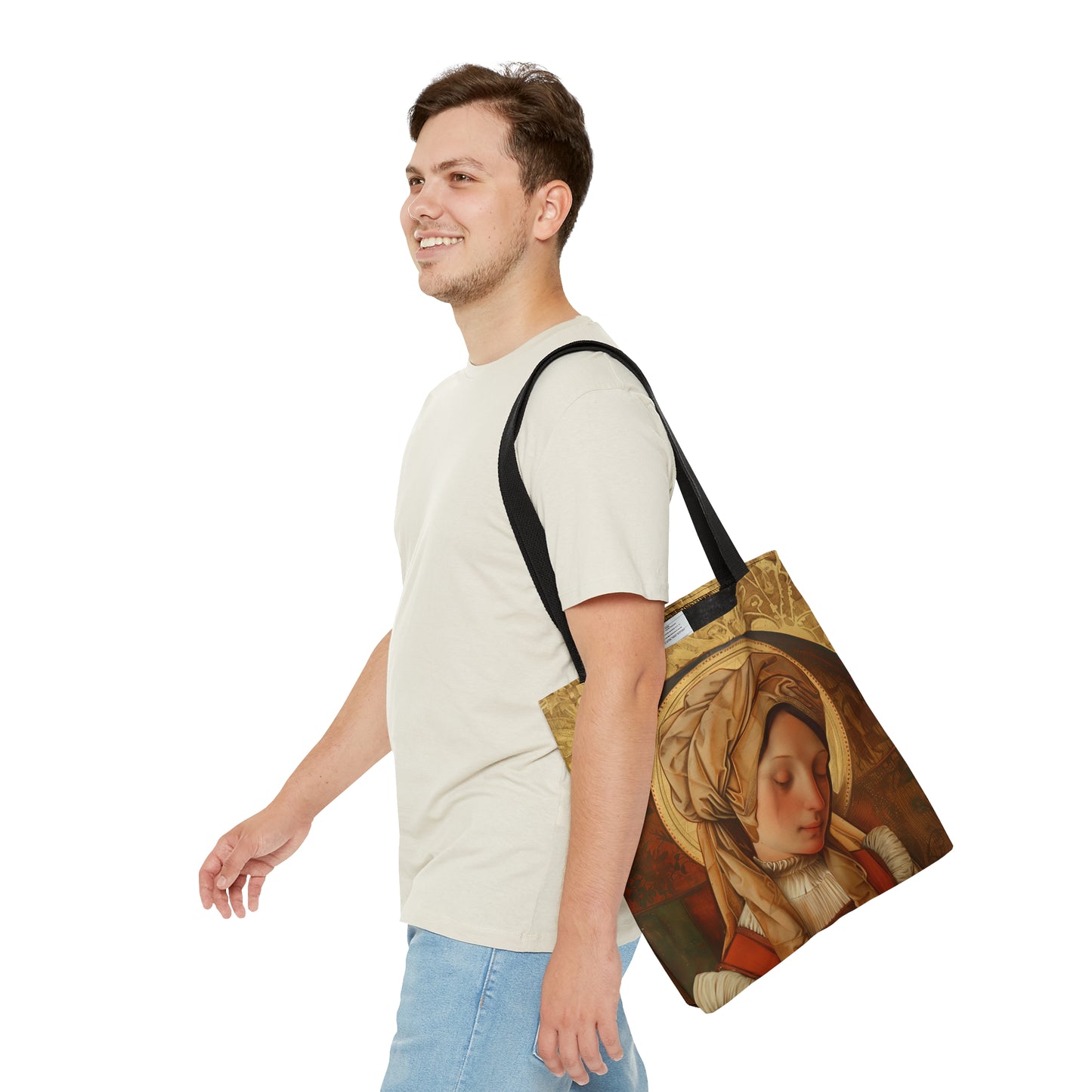 Saint Anne Line Tote Bag - Purse - Three sizes - Large Medium Small Faith Art Bag - Catholic faith inspired carry-all purse - Double Sided