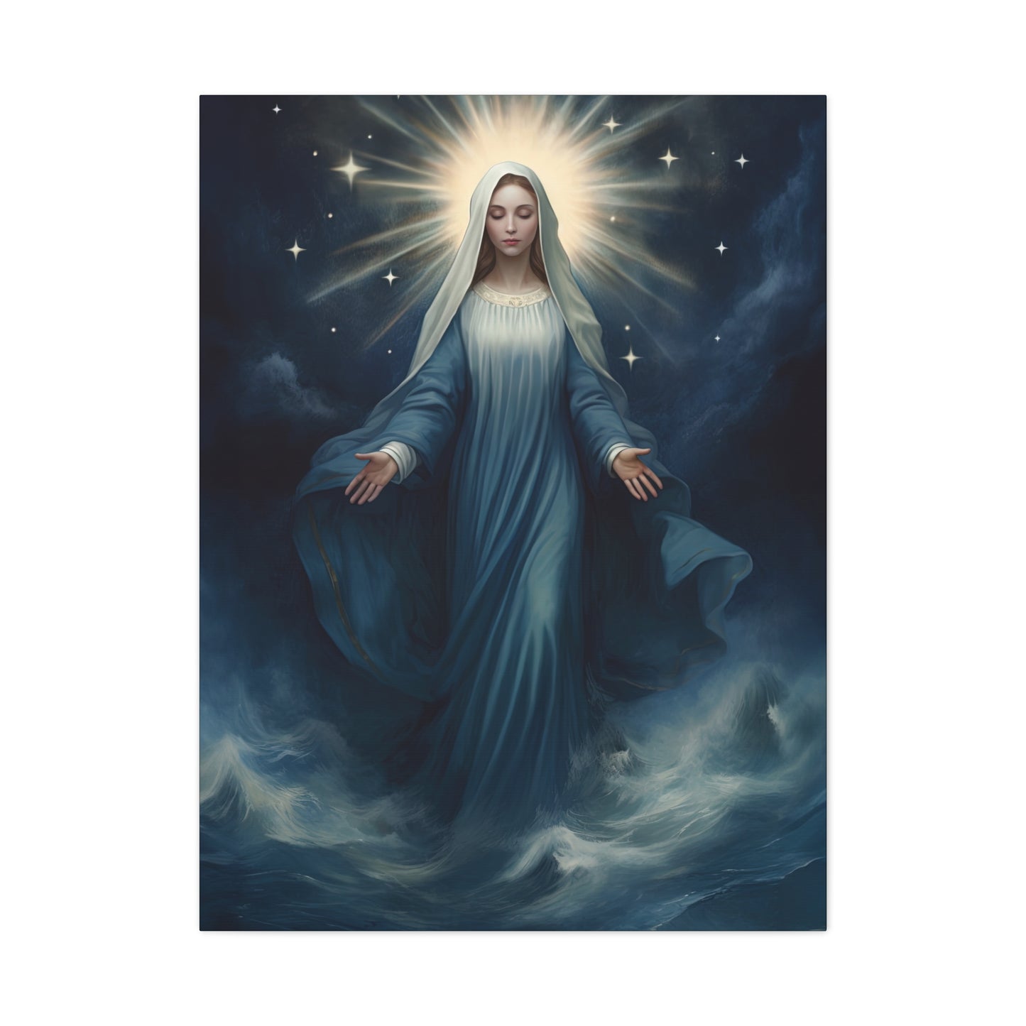 Our Lady Star of the Sea Canvas Print - Multiple Sizes - Catholic Home art - Museum Wrapped Canvas - Stella Maris