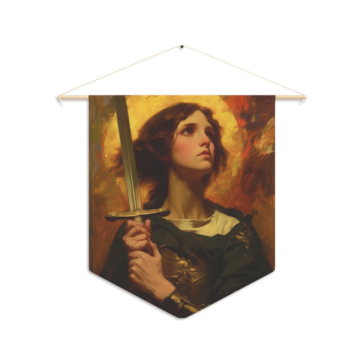 Portrait of Saint Joan of Arc Wall Banner / Wall Hanging - Prayer room art - Catholic Home Art - Large Saint Art - 18" x 21"