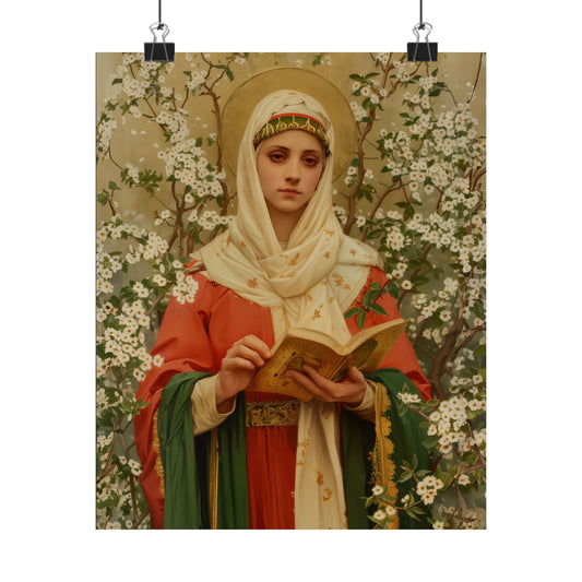 Saint Amelia / Saint Amalberga - Sanctified Souls Print - Multiple Sizes - Premium Posters - Catholic Art - Christian painting