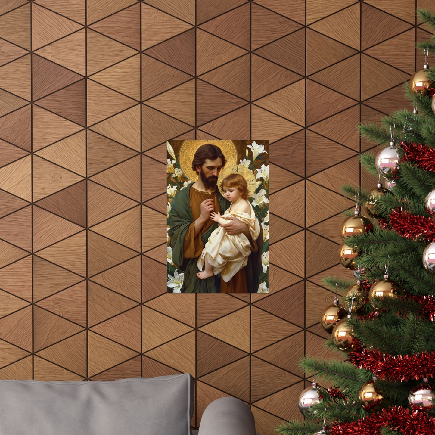 Saint Joseph and the Christ Child  - Sanctified Souls Print - Multiple Sizes - Premium Matte Vertical Posters