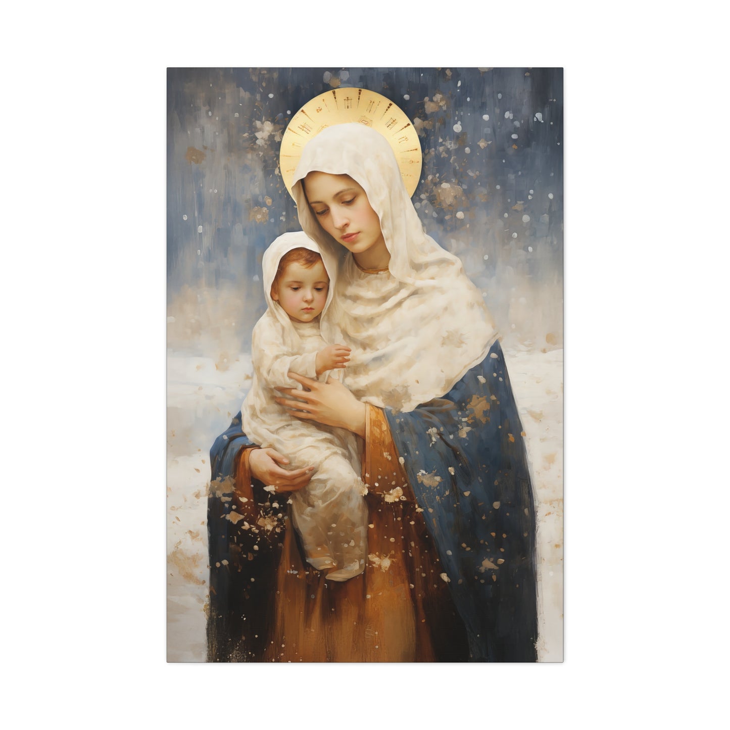 Winter's Grace : Our Lady of the Snows Canvas Print - Multiple Sizes - Catholic Home art - Gallery Wrapped Canvas - Sanctified Souls Print