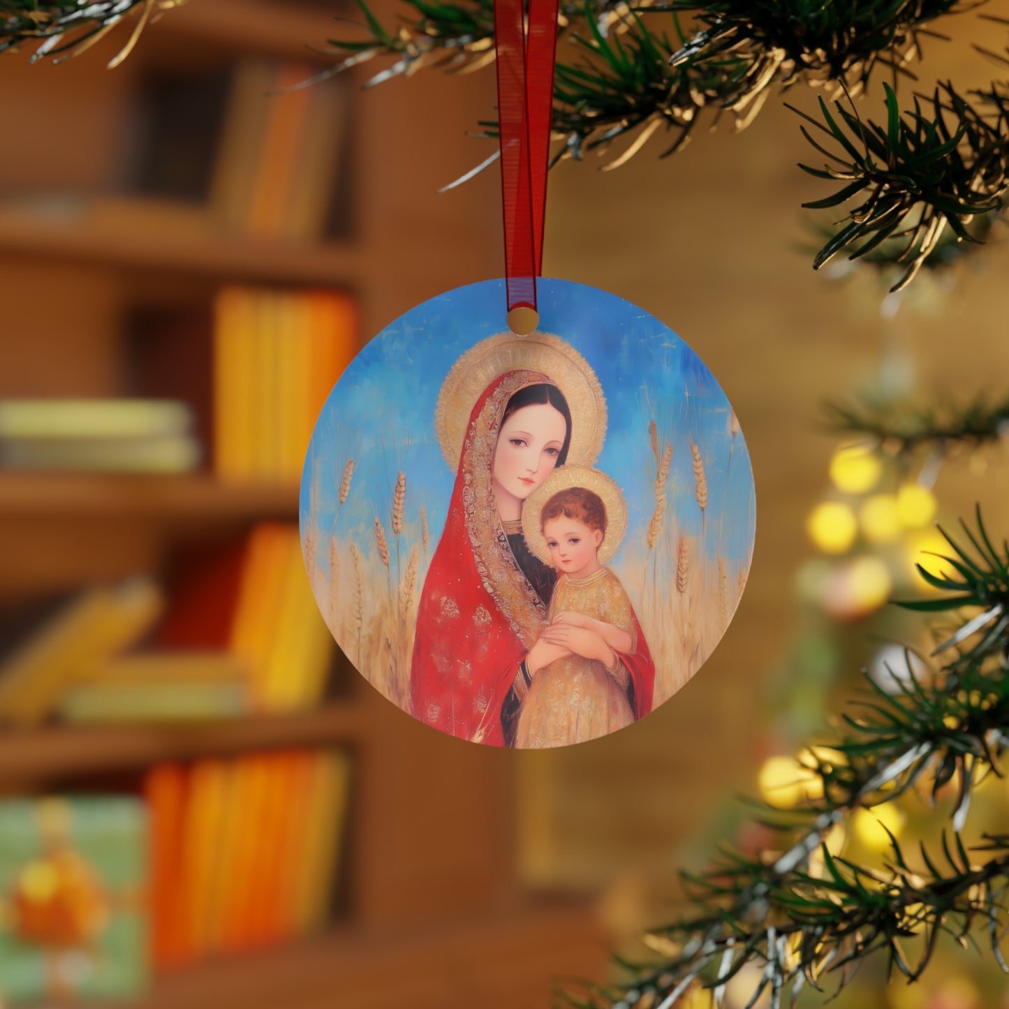 Our Lady of the Harvest Metal Ornament - Religious Holiday Christmas Ornament and Keepsake - Prayer Ornament