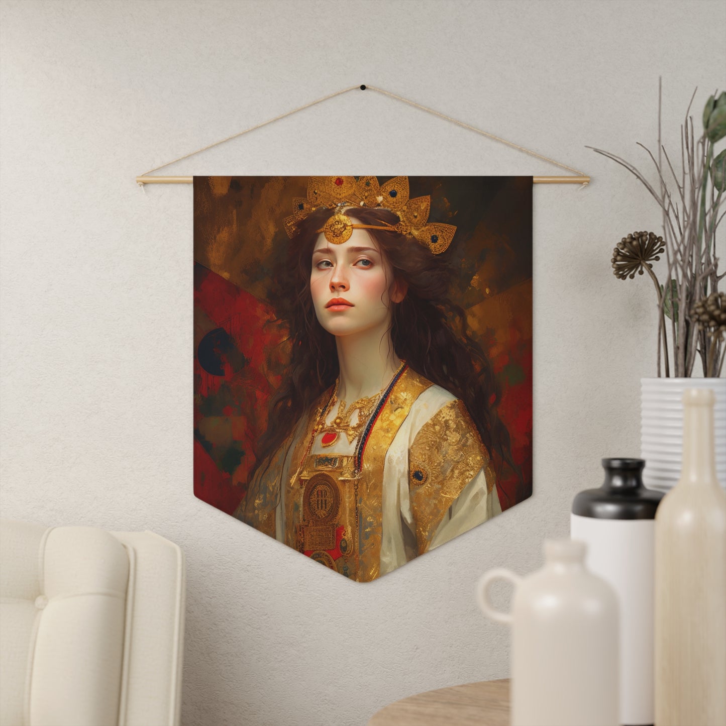 Saint Barbara Wall Banner / Wall Hanging - Unique Religious Art for your home - Prayer room - Catholic Home Art - 18" x 21"