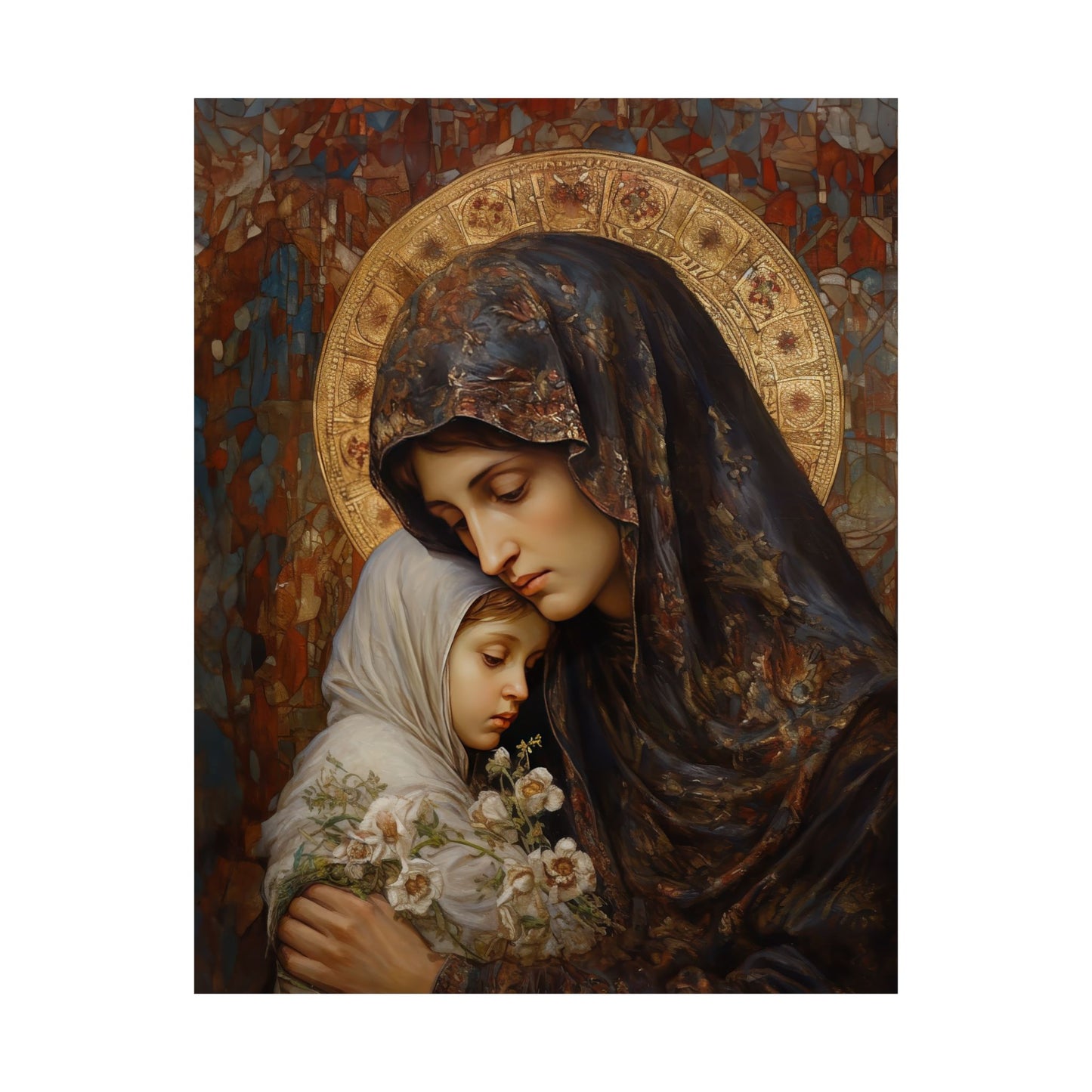 Mary, Mother of God - Protectress of Families Poster Print - Sanctified Souls Print - Multiple Sizes - Premium Posters - Catholic Art