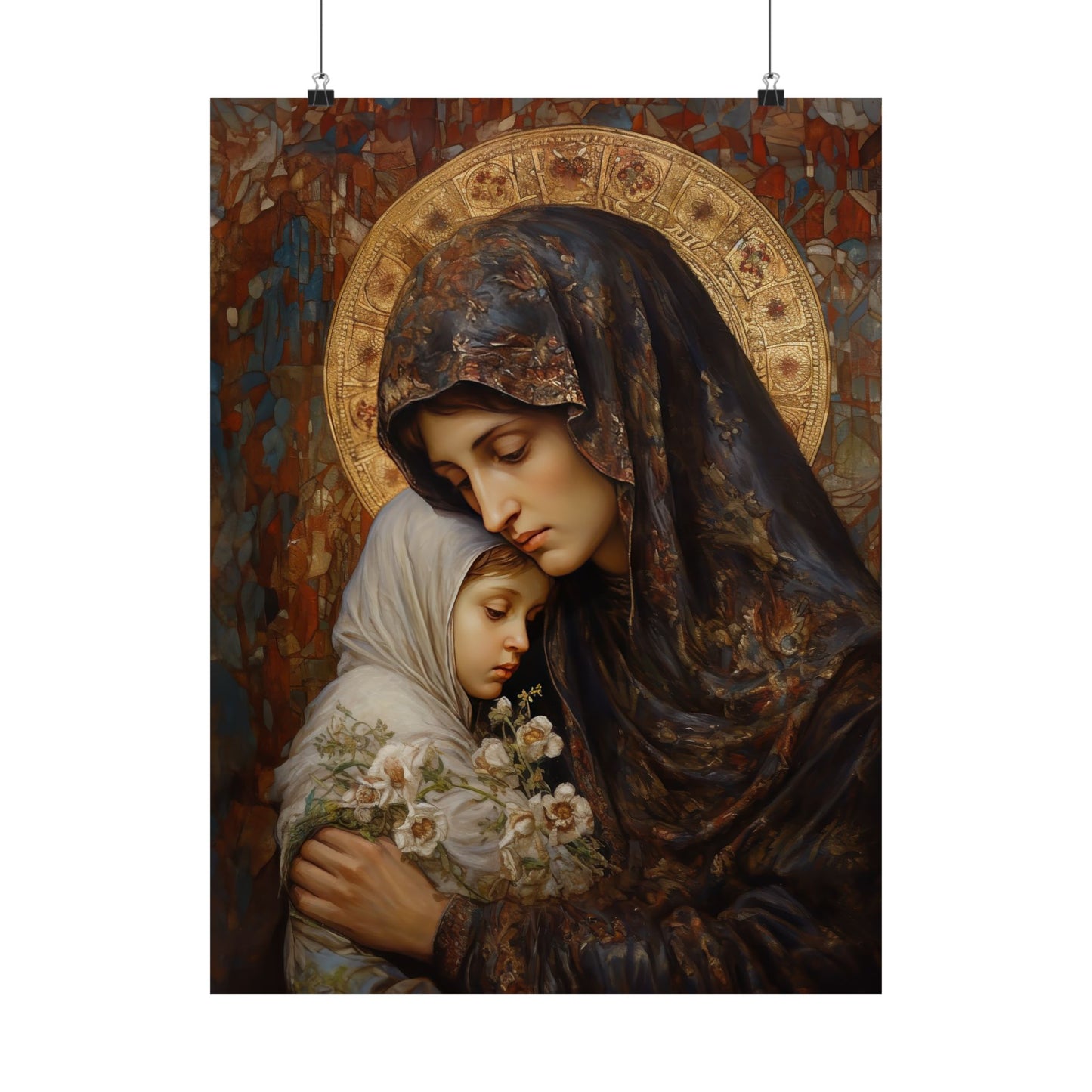 Mary, Mother of God - Protectress of Families Poster Print - Sanctified Souls Print - Multiple Sizes - Premium Posters - Catholic Art