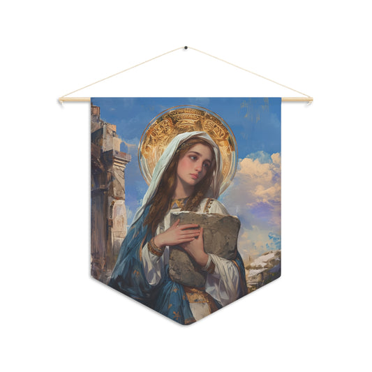 Saint Euphrasia of Constantinople Wall Banner / Wall Hanging - Prayer room art - Catholic Home Art - Large Saint Art - 18" x 21"