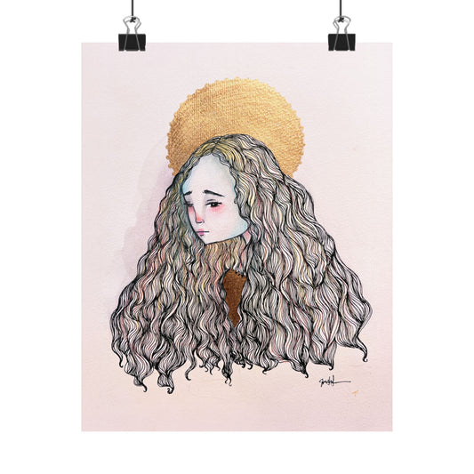 Saint Philomena Poster Print - Hand-Drawn Catholic Art Print | Christian Devotional Wall Art | Sanctified Solocosmo Religious Poster