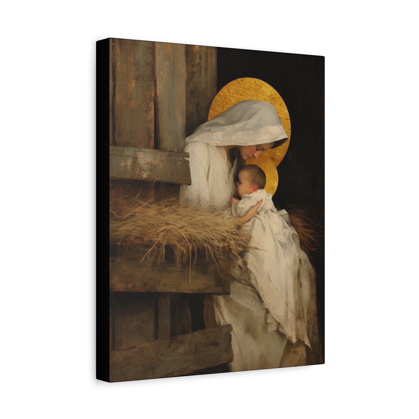 Our Lady of the Manger - Mother Mary and the Christ Child - Gallery Wrapped Canvas - Print - Religious Art for your Home - Catholic