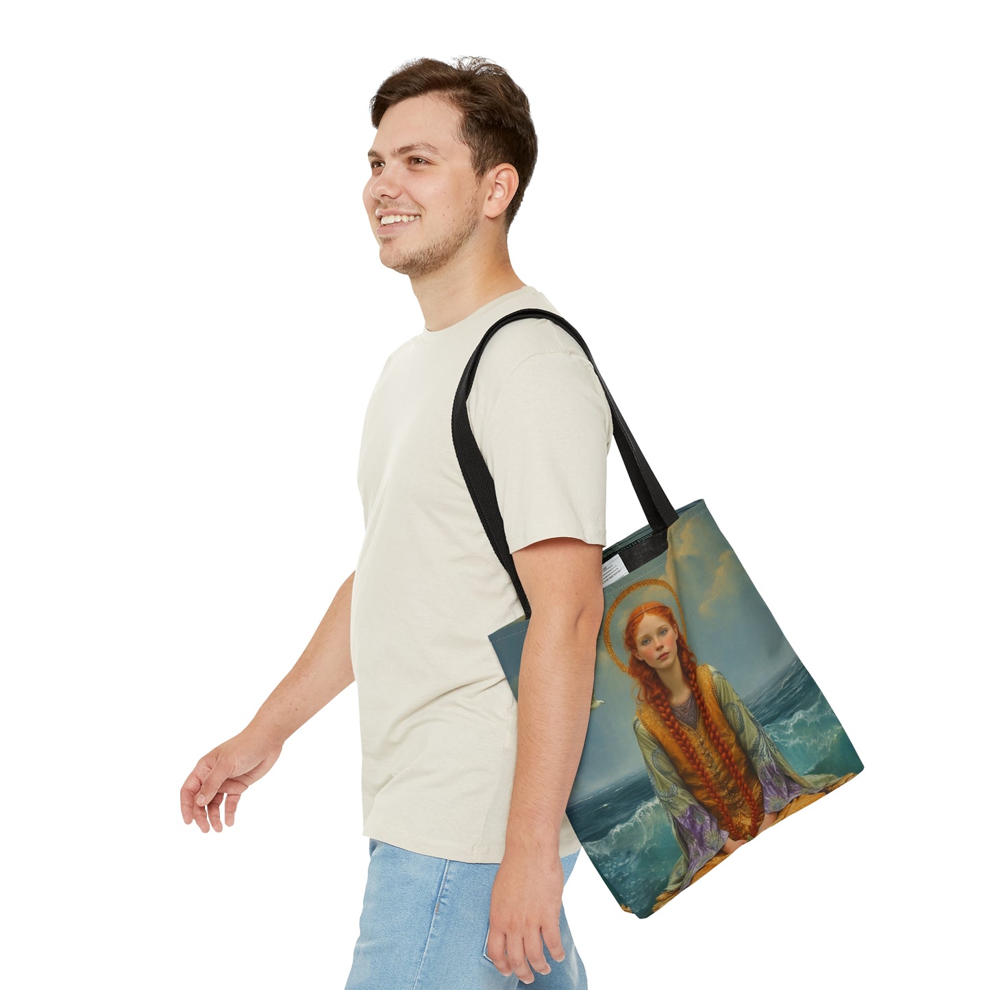Saint Ia of Cornwall Tote Bag - Large Medium Small Faith Art Bag - Carry all reusable Art purse - Double Sided - Religious Saint Art