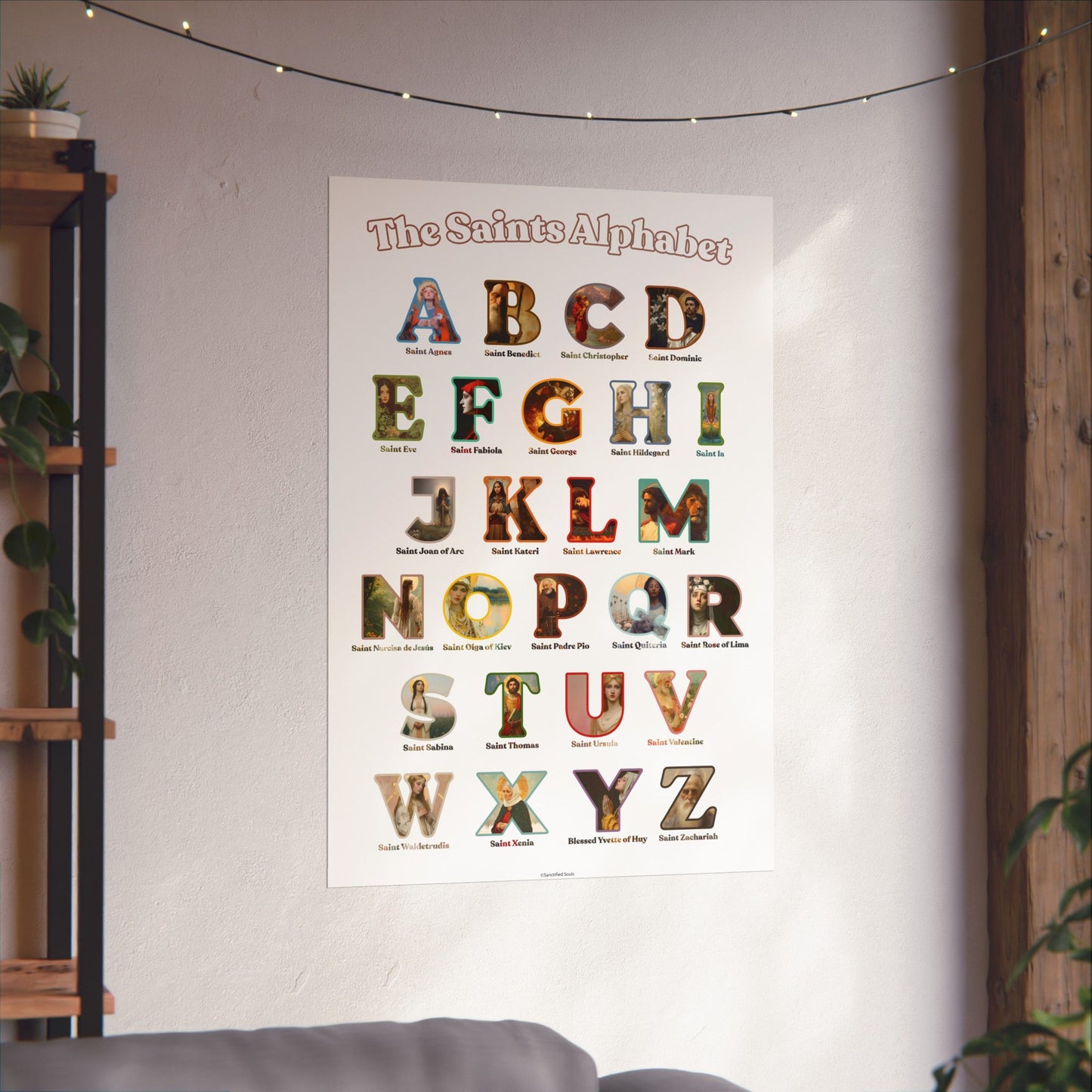 Catholic Saints ABC Print - Alphabet Poster - A to Z Saints Wall Art - Catholic Saints Chart- Classroom / Homeschool - Saints of the Church