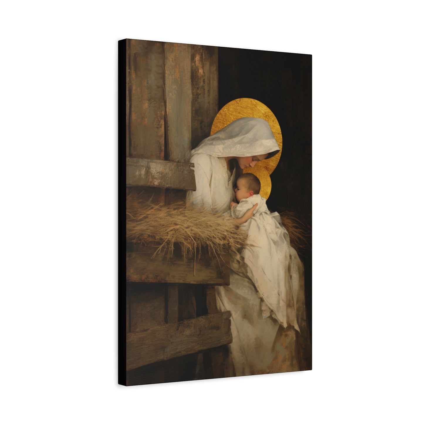 Our Lady of the Manger - Mother Mary and the Christ Child - Gallery Wrapped Canvas - Print - Religious Art for your Home - Catholic