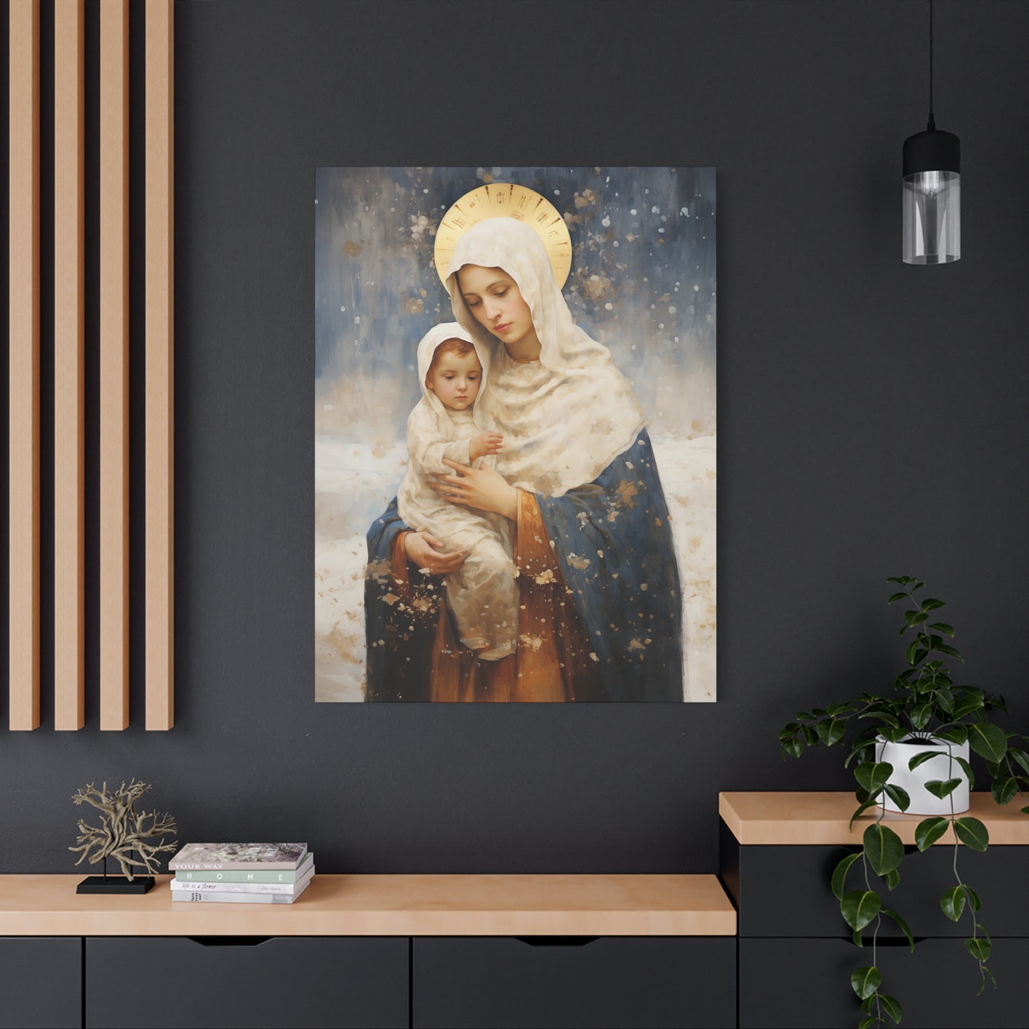 Winter's Grace : Our Lady of the Snows Canvas Print - Multiple Sizes - Catholic Home art - Gallery Wrapped Canvas - Sanctified Souls Print