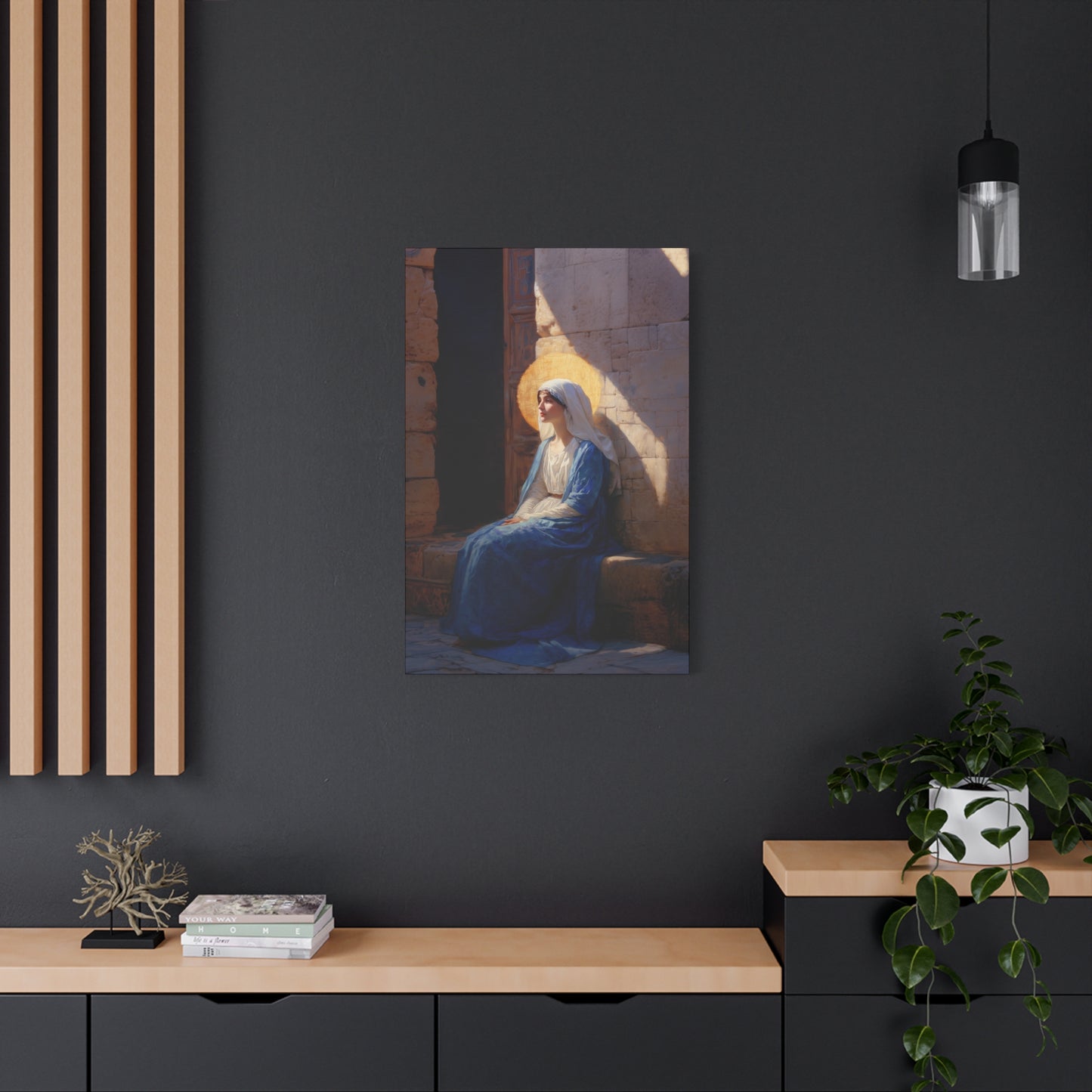 The Quiet Fiat That Split the Darkness, Mary's Yes - Gallery Wrapped Canvas - Print - Religious Art for your Home - Catholic Art