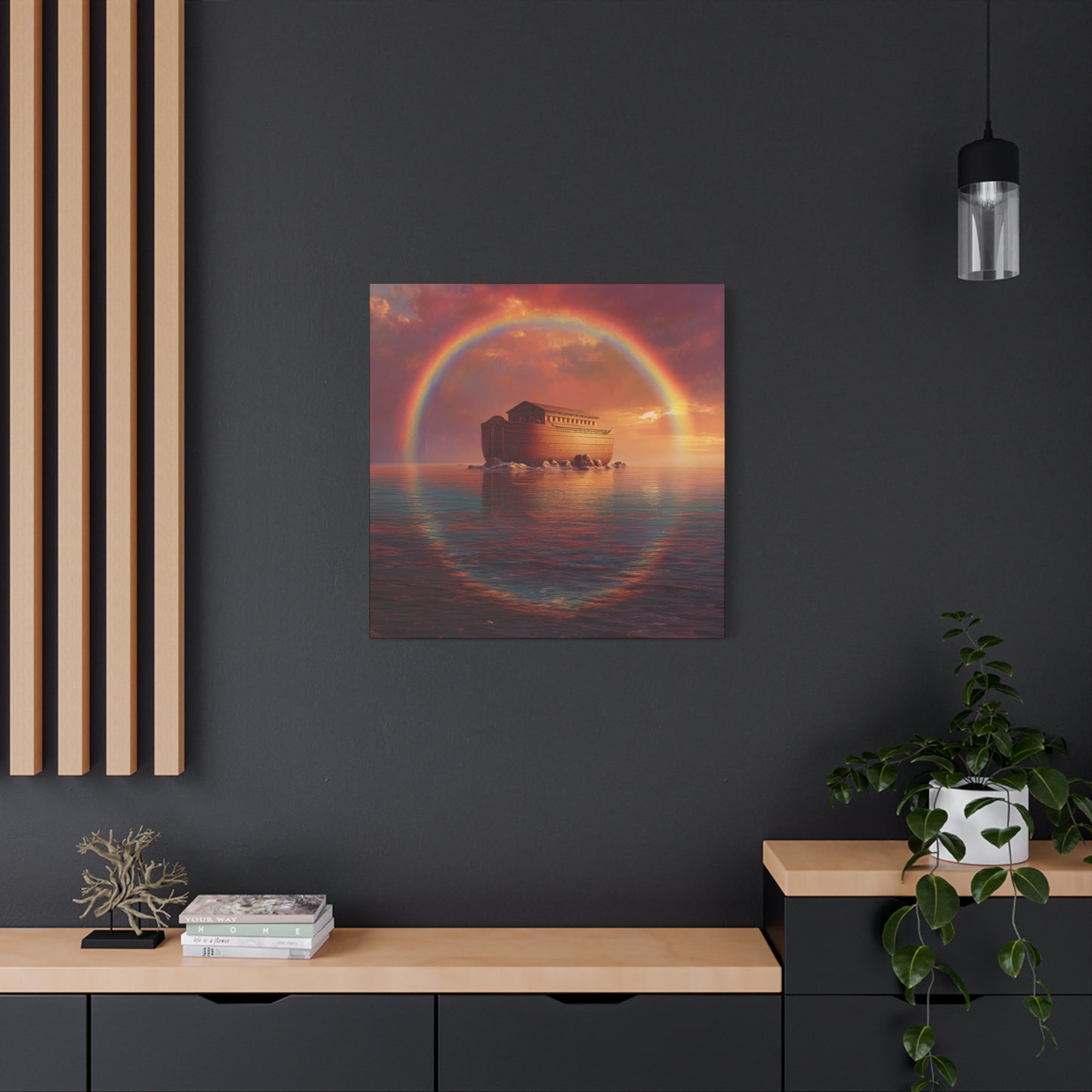 Sheltered Beneath the Covenant Sky - Noah's Ark - Gallery Wrapped Canvas - Print - Religious Art for your Home - Catholic