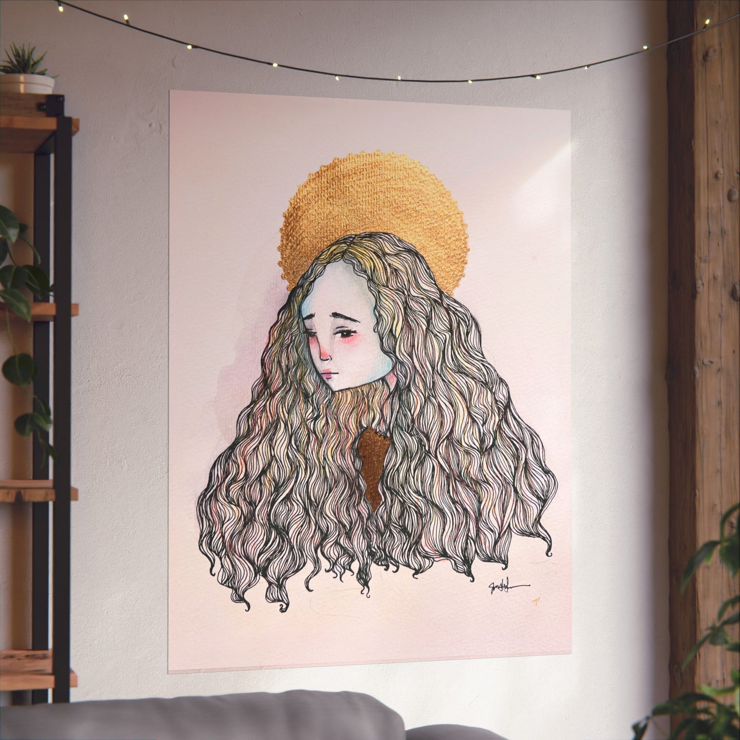 Saint Philomena Poster Print - Hand-Drawn Catholic Art Print | Christian Devotional Wall Art | Sanctified Solocosmo Religious Poster