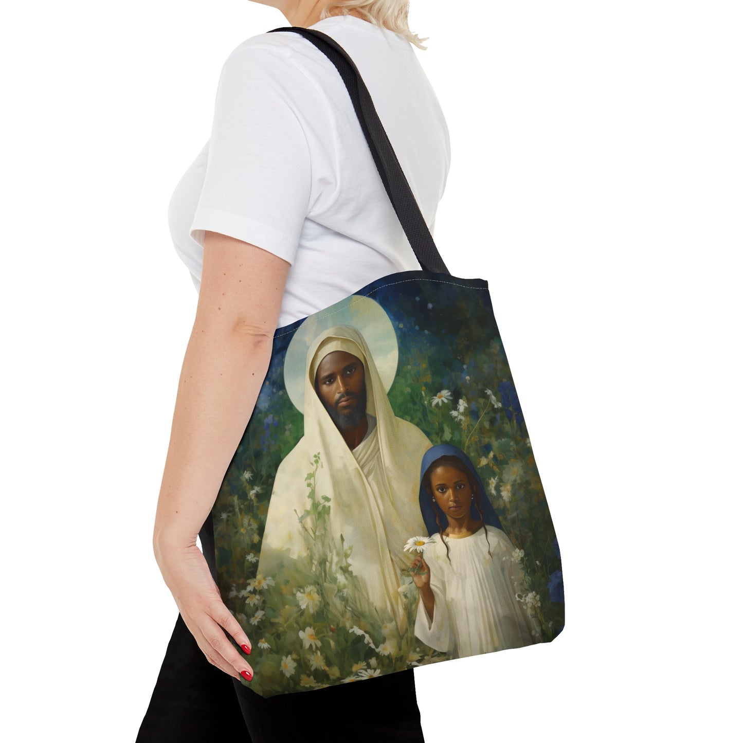 Saint Joachim Tote Bag - Father of Virgin Mary - Patron Saint of Fathers - Catholic faith inspired carry-all purse - Double Sided Bag