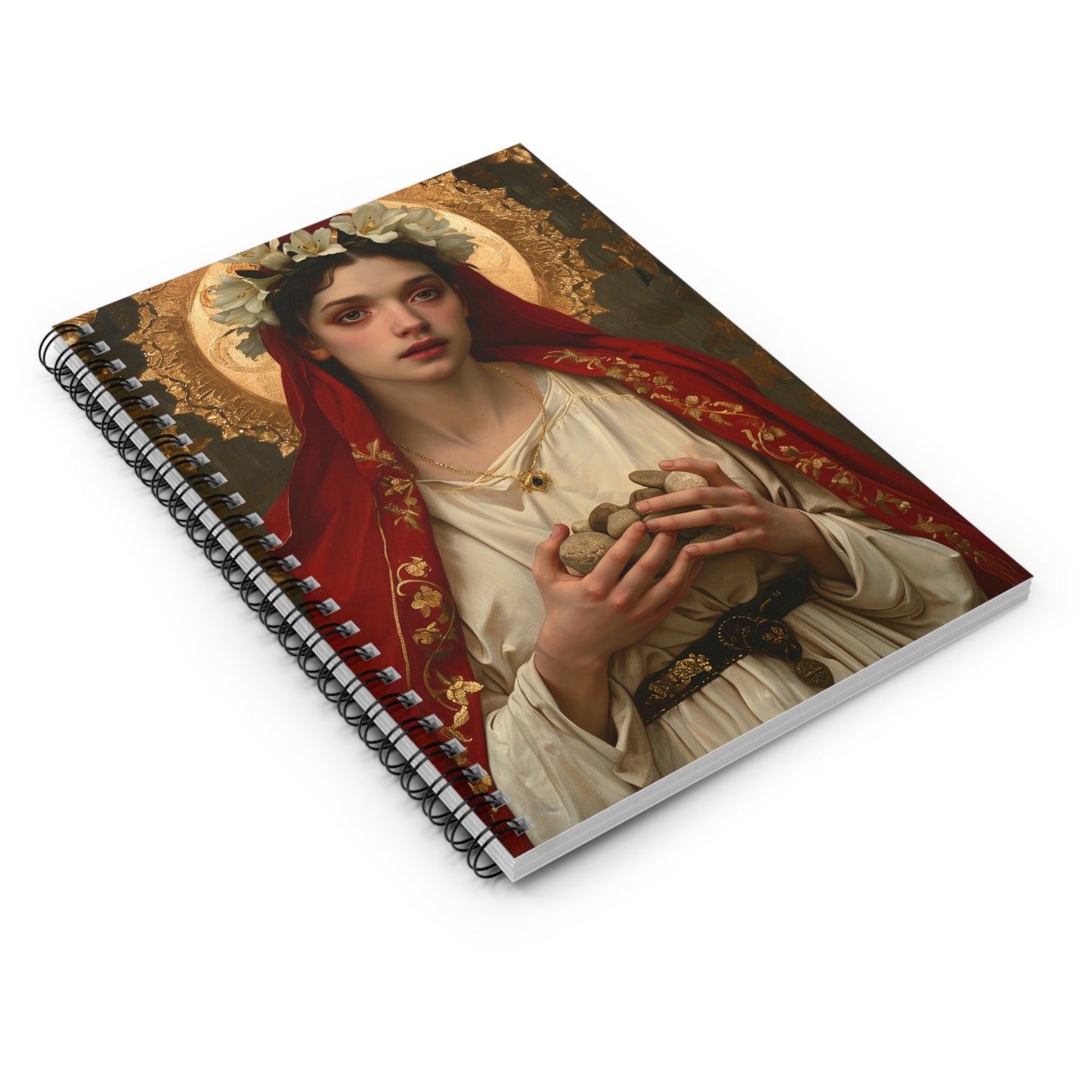 Saint Emerentiana Journal - Sanctified Souls Art - Religious Based Notebook - Spiral Notebook - Ruled Line
