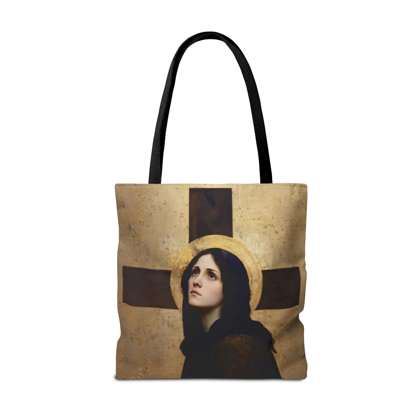 Our Lady of the Cross - Mother Mary  - Our Lady of the Crucifix - Marian Art - Tote Bag - Large Medium Small Faith Art Bag - Tote Purse