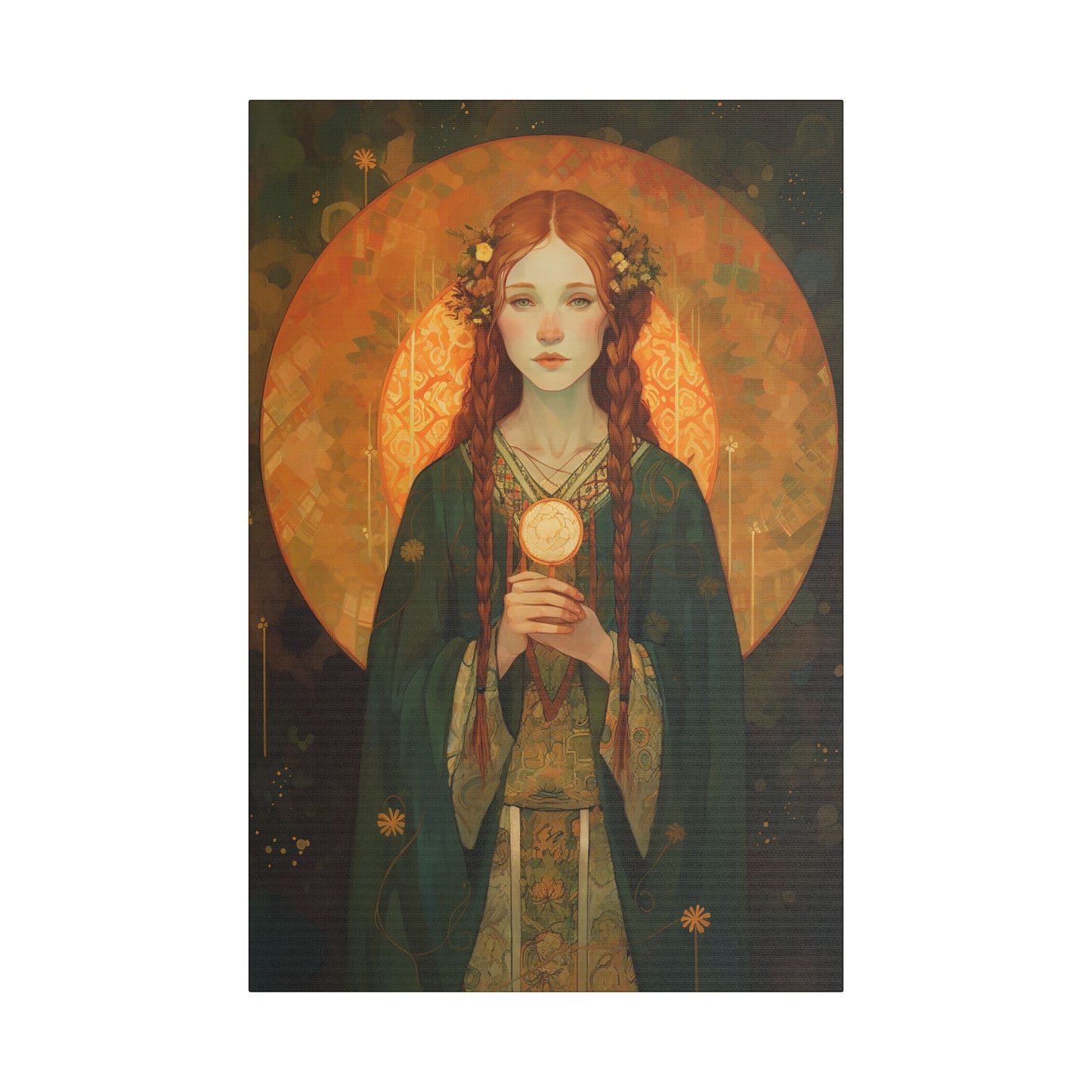 Saint Brigid of Ireland Canvas Print - Multiple Sizes - Catholic Home art - Museum Wrapped Canvas - Sanctified Souls Print