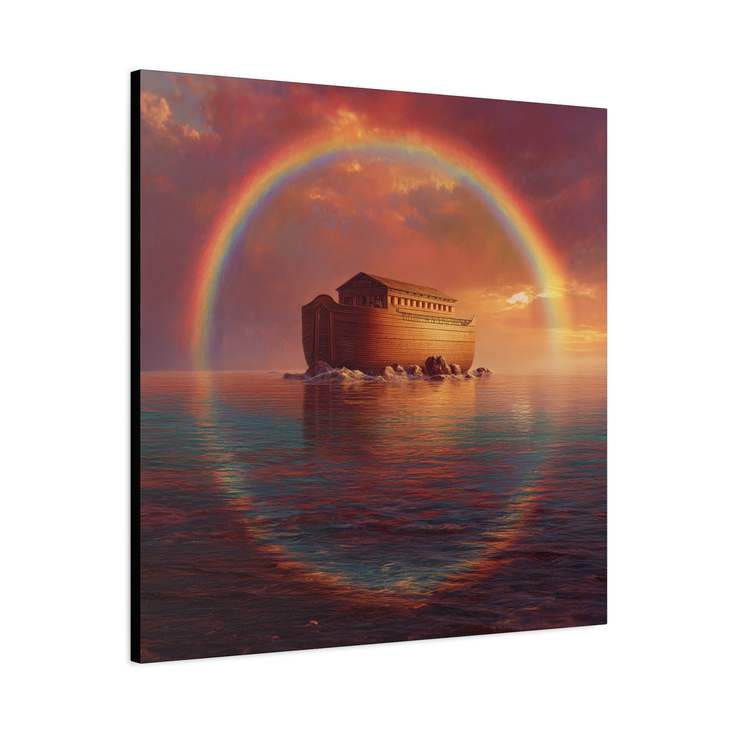 Sheltered Beneath the Covenant Sky - Noah's Ark - Gallery Wrapped Canvas - Print - Religious Art for your Home - Catholic