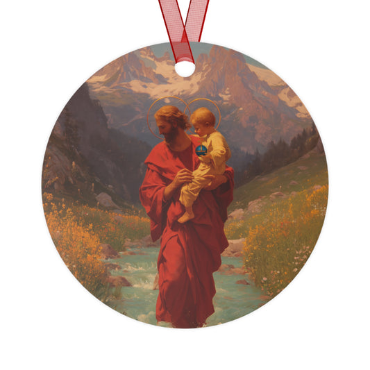 Saint Christopher Metal Ornament - Religious Holiday Christmas Ornament and Keepsake - Prayer Ornament