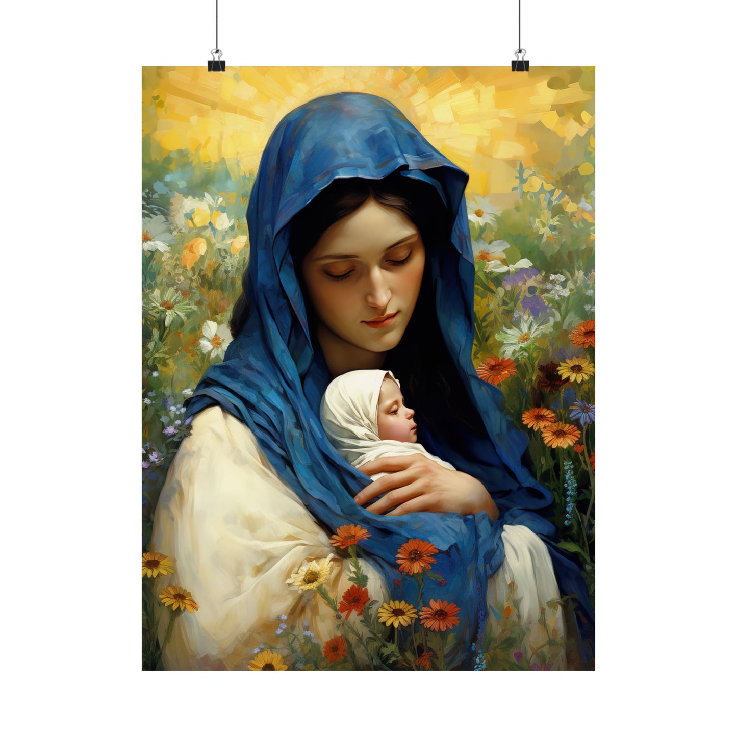 Graceful Maternity : The Virgin Mary and the Infant Savior - Sanctified Souls Print - Multiple Sizes - Premium Matte Vertical Posters
