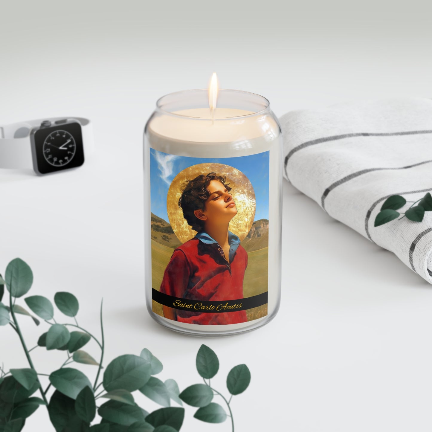 Blessed / Saint Carlo Acutis - Scented Prayer Candle, 13.75oz - Tall Size - Religious Prayer Candle - Catholic Art