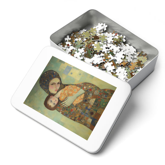 Cherished Blessing - Mary with Her Son - Based on Gustav Klimt's The Kiss - Religious Jigsaw Puzzle (30, 110, 252, 500,1000-Piece)