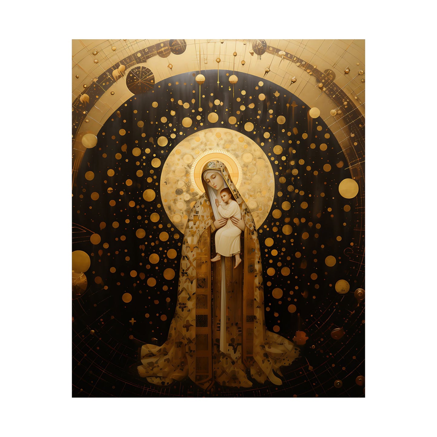 The Golden Mary - Mary The Blessed Virgin - Sanctified Souls Print - Multiple Sizes - Premium Matte Vertical Posters
