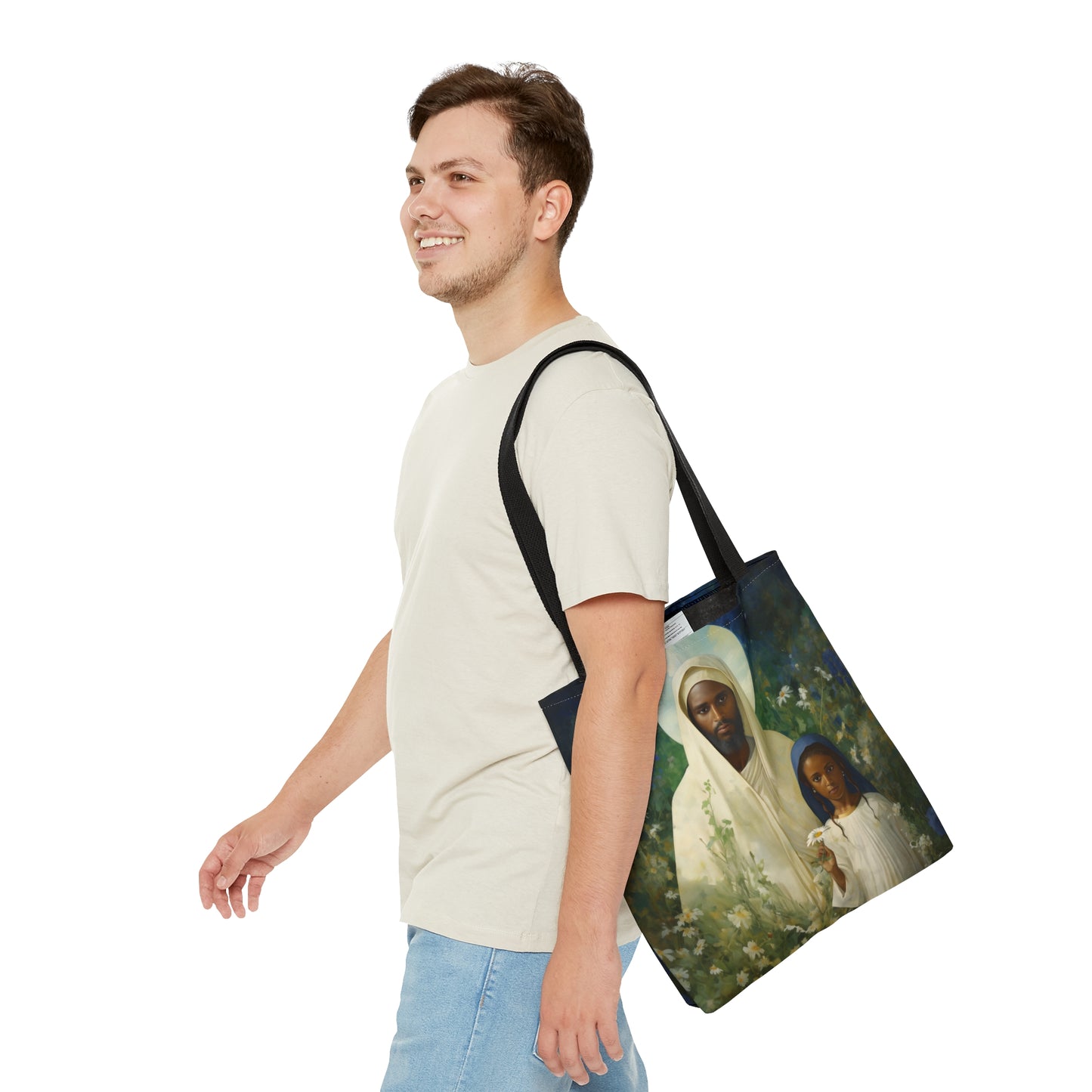 Saint Joachim Tote Bag - Father of Virgin Mary - Patron Saint of Fathers - Catholic faith inspired carry-all purse - Double Sided Bag