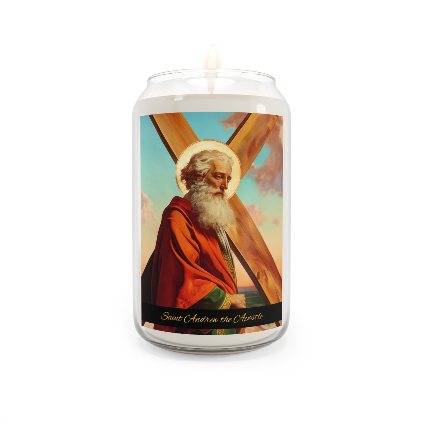 Saint Andrew the Apostle - Scented Prayer Candle, 13.75oz -  Candle - Catholic Art - prayer room Scented Candle - Religious Saint