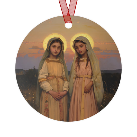Saints Nunilo and Alodia Metal Ornament - Religious Holiday Christmas Keepsake - Religious Catholic Tree Ornament - Holiday Art Piece