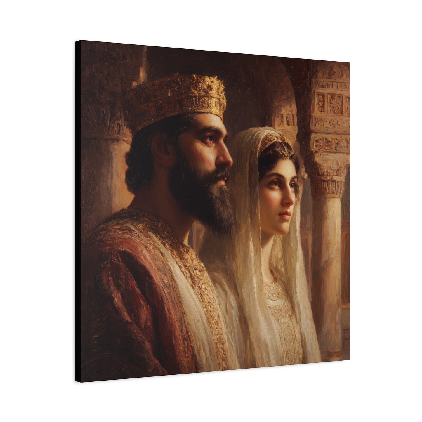 King Xerxes and Queen Esther  - Gallery Wrapped Canvas - Print - Religious Art for your Home - Catholic Art Print