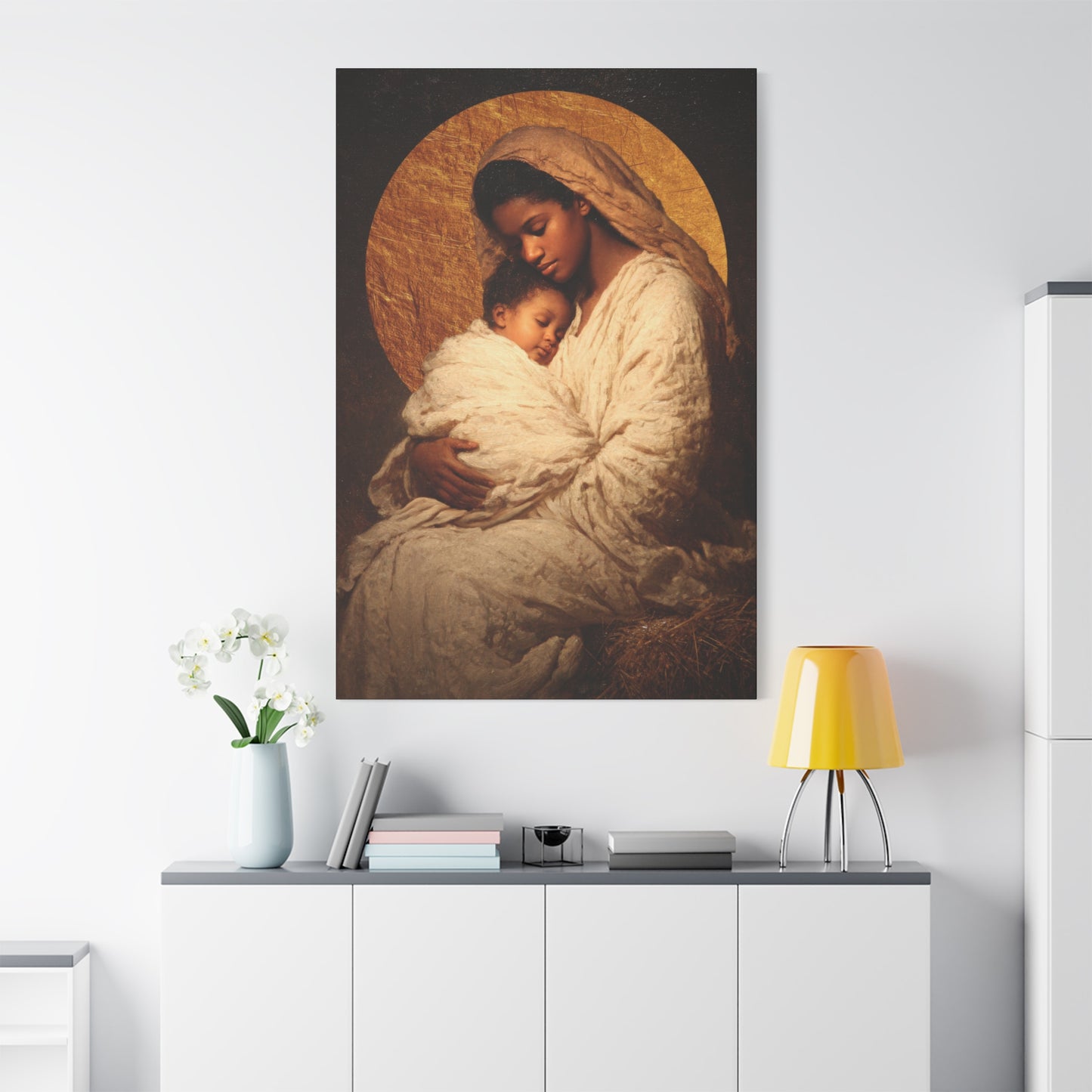 Our Lady of the Manger - Mother Mary and the Christ Child - Gallery Wrapped Canvas - Print - Religious Art for your Home - Catholic