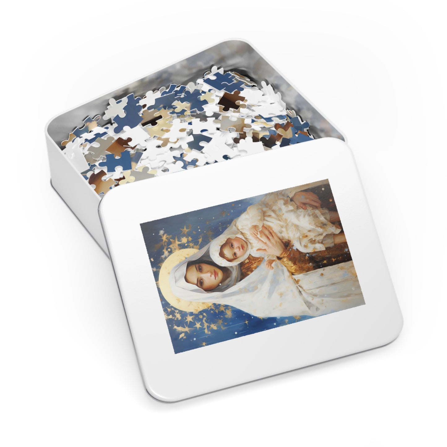 Divine Frost: Our Lady of the Snows - Puzzle and Keepsake Tin - Religious Jigsaw Puzzle (30, 110, 252, 500,1000-Piece) - Religious Puzzle