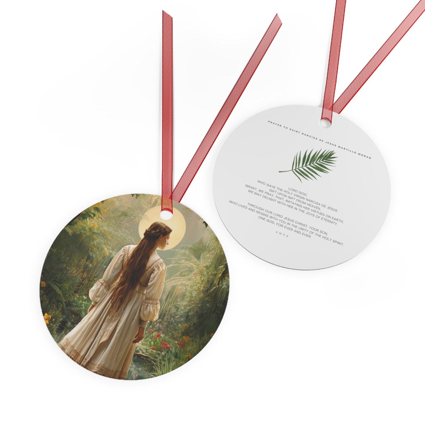 Saint Narcisa de Jesús Martillo Moran Metal Ornament - Religious Holiday Christmas Ornament and Keepsake - Double sided