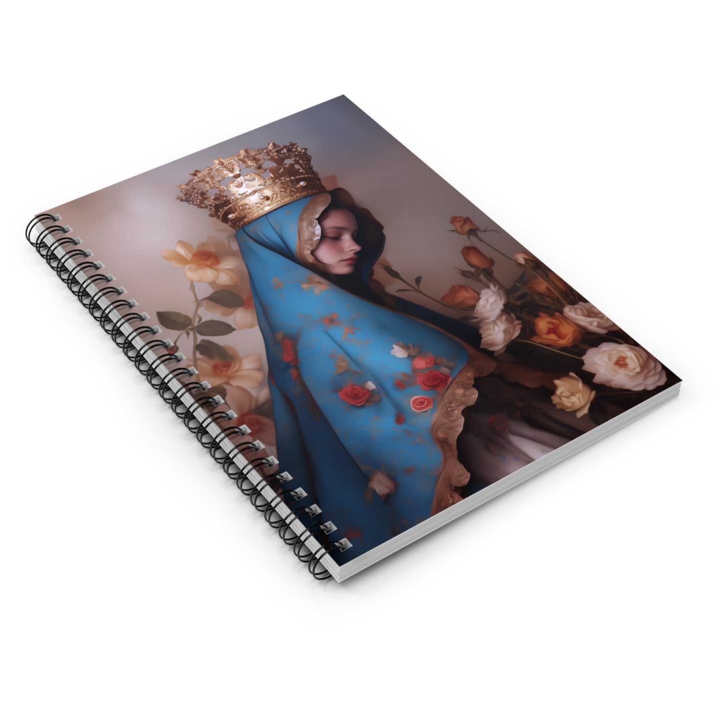 Our Lady of the Roses - Sanctified Souls Art - Religious Based Notebook - Spiral Notebook - Mother Mary Art