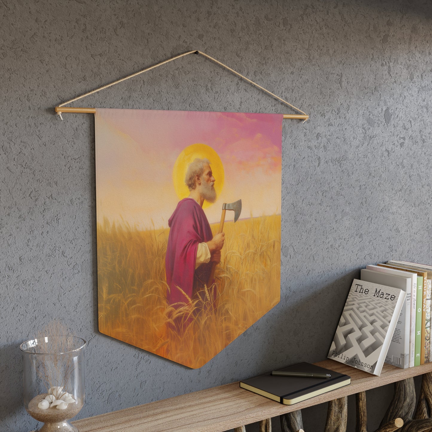 Saint Matthias Pennant / Banner / Wall Hanging - Prayer room art - 18" x 21" - Catholic - Large Banner