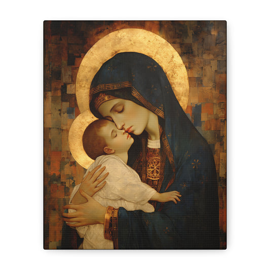 Mother of Mercy - Museum Wrapped Canvas - Sanctified Souls Print - Religious Art for your Home - The Virgin Mary and The Christ Child