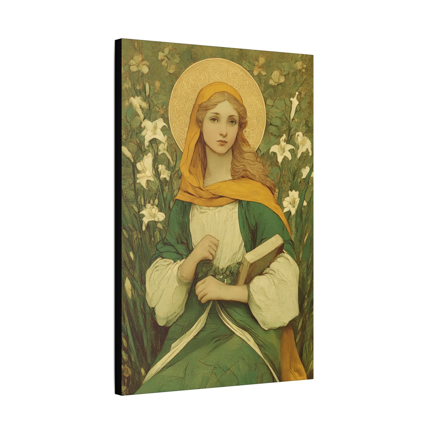 Saint Dymphna - Museum Wrapped Canvas - Sanctified Souls Print - Religious Art for your Home