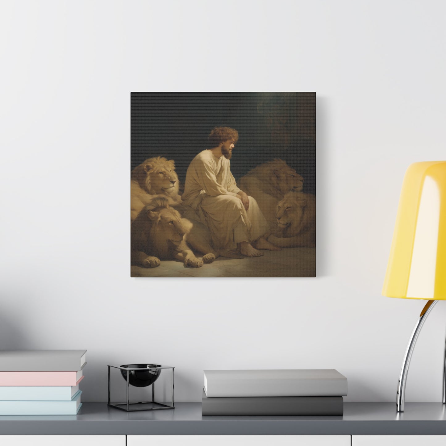 Faith Amid the Beasts - Daniel in the Lions Den -  Museum Wrapped Canvas - Sanctified Souls Print - Religious Art for your Home